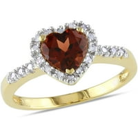 Donje prsten Miabella s nara u obliku srca T. G. W. u karatima i dragulj T. W. u karatima od žutog zlata 10 karata Halo Heart Ring