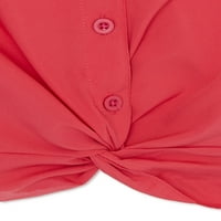 Ružičasti baršunasti gornji dio za djevojčice s uvijenim dnom i kratkim rukavima, veličine 4-16