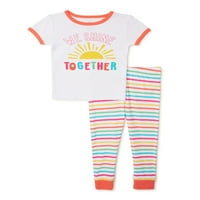 Svjetlucavi top i hlače za novorođenčad i vrlo male djevojčice, 2-dijelni pamučni Set za spavanje, veličine od 12 m do 5 T