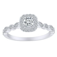 Vintage zaručnički prsten s okruglim bijelim prirodnim dijamantom od 14 karatnog bijelog zlatnog okvira, veličina prstena-5