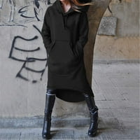 Ženska moda s kapuljačom za slobodno vrijeme, vrhovi s patentnim zatvaračem s okruglim vratom s dugim rukavima, široka jednobojna