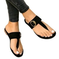 Sandale; ženske ljetne japanke; modne Ležerne ravne cipele za plažu s neklizajućim potplatom; boja crna; Veličina 8,5