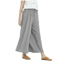 Rasprodaja ženske široke hlače od devet četvrtina rastezljive Ležerne udobne hlače za plažu svijetlosive hlače od devet četvrtina