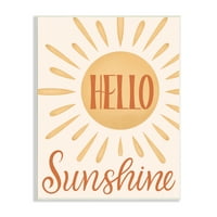Stupell Industries Hello Sunshine podebljana kaligrafija sunčevih zraka Sjajne drvene zidne umjetnosti, 15, dizajn Jalynn Heerdt
