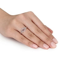 Donje prsten Miabella s морганитом ovalnog rez T. G. W. i dragulj okrugli rez T. W. od ružičastog zlata 10 karata Halo