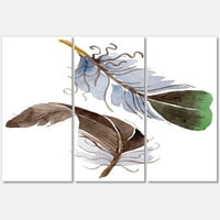 Abstraktno zeleno ptičje pero iz krila slika platno umjetnički tisak