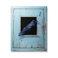 Stupell Industries vrana smještena rustikalna plava vrata Viseće ključne galerije zamotana zamotana platna za tisak zidne umjetnosti,