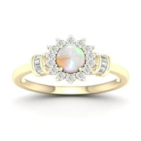 Imperijalni dragulj 10k žuto zlato pozlaćeno srebrno ovalno rez stvoren je Opal stvoren bijeli safirski halo ženski koktel prsten