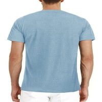 Muški ljetni vrhovi, majica s izrezom Henlee, majice na kopčanje, modna bluza, Sportska osnovna Majica u svijetloplavoj boji.