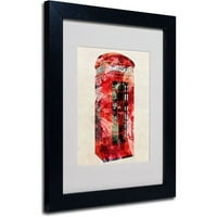 Zaštitni znak likovna umjetnost Michael Tompsett 'Telephone Box' Matted Art Black Frame