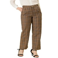 Jedinstveni prijedlozi ženske božićne karirane hlače s džepovima Ležerne hlače s ravnim nogavicama