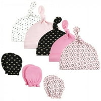 Set Pamučnih šešira i rukavica za djevojčice od pamuka, bez rukava, 0 mjeseci
