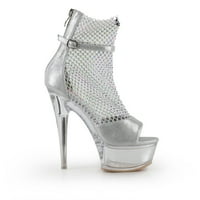 _ - Modne sandale na prozirnoj platformi s mrežastom potpeticom u srebrnoj boji
