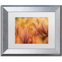 Zaštitni znak narančasti tulipani platno Cora Nile, bijeli mat, srebrni okvir