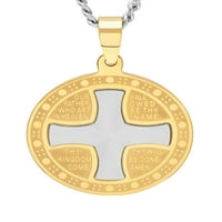 Muška dvobojna ogrlica s križem Gospodnje molitve i medaljonom od nehrđajućeg čelika