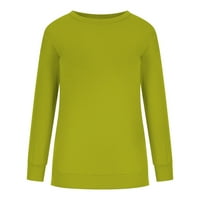 Ženske Ležerne košulje s dugim rukavima, majica s okruglim vratom, pulover, labava tunika, vrhovi u zelenoj boji, naramenice, majica,