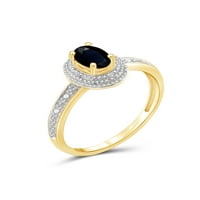 Nakit sa safirnim prstenom od 9 – 0. Karatni safir, srebrni prsten s pozlaćenim 14k i bijelim dijamantnim naglaskom-prstenovi s draguljima