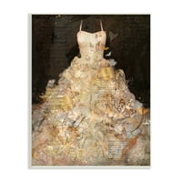 Stupell Industries Detaljna haljina za večernju haljinu Tekst Kolaž leptiri drvena zidna umjetnost, 19, dizajn Marta Wiley