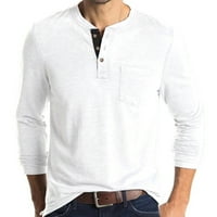 Košulje za muškarce s okruglim vratom s dugim rukavima osnovna jednobojna majica vrhovi bluze u bijeloj boji