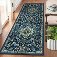 Vintage tepih s niskom hrpom u Perzijskom stilu, plavi tepih za hodnik i kuhinju, neklizajući