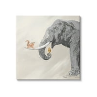 Stupell zabavni slon i vjeverica Acorn životinje i insekti Slikanje galerije omotana platno print zidna umjetnost