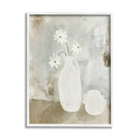 Rustikalna Daisy vaza Still Life Botanička i cvjetna grafička umjetnost bijela uokvirena umjetnička print zidna umjetnost umjetnost