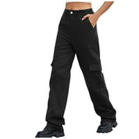 Ženske modne ženske casual traper kombinezoni s više džepova Duge hlače Ženske hlače u crnoj boji 2 inča