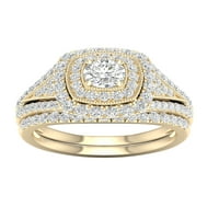 Imperial 3 4CT TDW Diamond 10k Žuto zlato Double Halo Bridal Ring