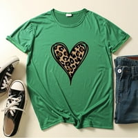 Majice, majice za žene, Trendi, kratkih rukava, Leopard Print, labavi, crop topovi, Zelena, e-mail