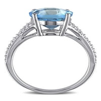Koktel prsten od bijelog zlata od 14 karata sa švicarskim plavim topazom od 4 karata i dijamantom od 4 karata
