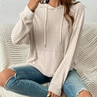 Pleteni vrhovi za žene, ležerni široki pulover s džepom, široka odjeća s kapuljačom i dugim rukavima