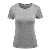 Ljetni vrhovi za žene, bluze Plus Size S izrezom u obliku slova U i kratkim rukavima, jednobojne sive boje u obliku slova u