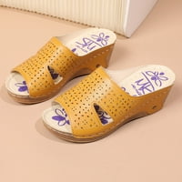 Ženske papuče; Sezona Proljeće-Ljeto; ravne sandale; Rimske papuče s otvorenim prstima; žuta 7,5