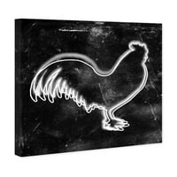 Wynwood Studio životinje zidne umjetničko platno ispisuje 'pijetao' domaće životinje - bijelo, crno