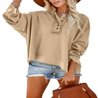 Ženska Casual majica s kapuljačom plus size pulover s ovratnikom na kopčanje Dukserice za žene Trendi ošišane dukserice dugih rukava