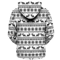 Jesensko-zimske trenirke za žene, majice za žene, pulover s božićnim printom i džepom, udobne trenirke s ramena