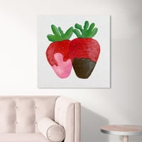 Wynwood Studio Food and Cuisine Wall Art Canvas Otisci plodova Slatke od jagoda - Crveno, zeleno