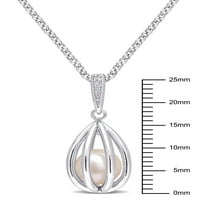 Karirana ogrlica od srebra s naglaskom na slatkovodne kultivirane bisere i dijamante