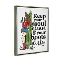 Soul Clean Boots Prljavi kaubojini novitet grafička umjetnost sjajna siva uokvirena umjetnička print zidna umjetnost