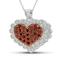 Jewelersclub Ct crveno -bijeli dijamant sterling srebrni privjesak za srce