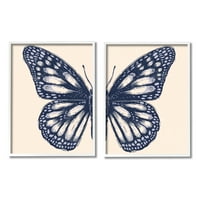 Stupell Industries zamršene leptirske krila Detalji podebljani crtanje insekata grafička umjetnost bijela uokvirena umjetnička art