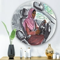 DesignArt 'Arapska dama koja vozi automobil III' Moderni metalni zid - disk od 23 godine