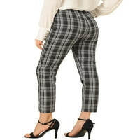 Jedinstveni prijedlozi ženske karirane hlače visokog struka s elastičnim leđima, ravne hlače do gležnja