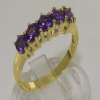 Ženski prsten od 18k žutog zlata od prirodnog ametista britanske proizvodnje-opcije veličine - veličina 10,75
