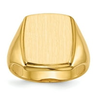Muški prsten s monogramom od 14k 15,0 k žutog zlata s otvorenim leđima, veličina 8