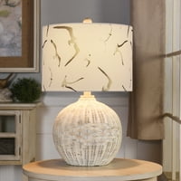 Stolna svjetiljka od bijelog ratana-prirodna, sa snježnobijelim printom galeba