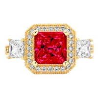 3,1 karatni ružičasti prsten s princom izrezanim turmalinom od žutog zlata od 14 karata ugraviran za godišnjicu zaruka, vjenčani