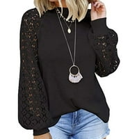 Ženska jesenska ležerna majica s čipkom u obliku krpice široka majica za spojeve na otvorenom odjeća za kupovinu crna 2 inča