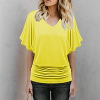 Ženske košulje ženska modna ljetna ležerna obična majica kratkih rukava vrhovi bluza u žutoj boji