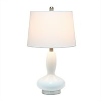 Stolna svjetiljka s bijelim sjenilom od tkanine-Bijela